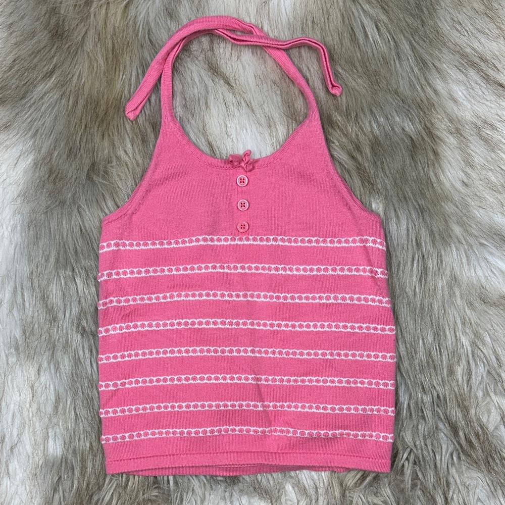 5T Janie and Jack Pink Striped Halter Top
